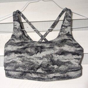 EUC Lululemon Energy Bra 6 Power Luxtreme Hazy Days Black White small sports run